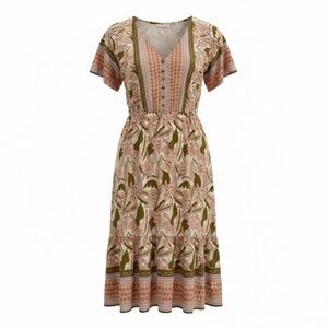 Floral V-Neck Midi Dress